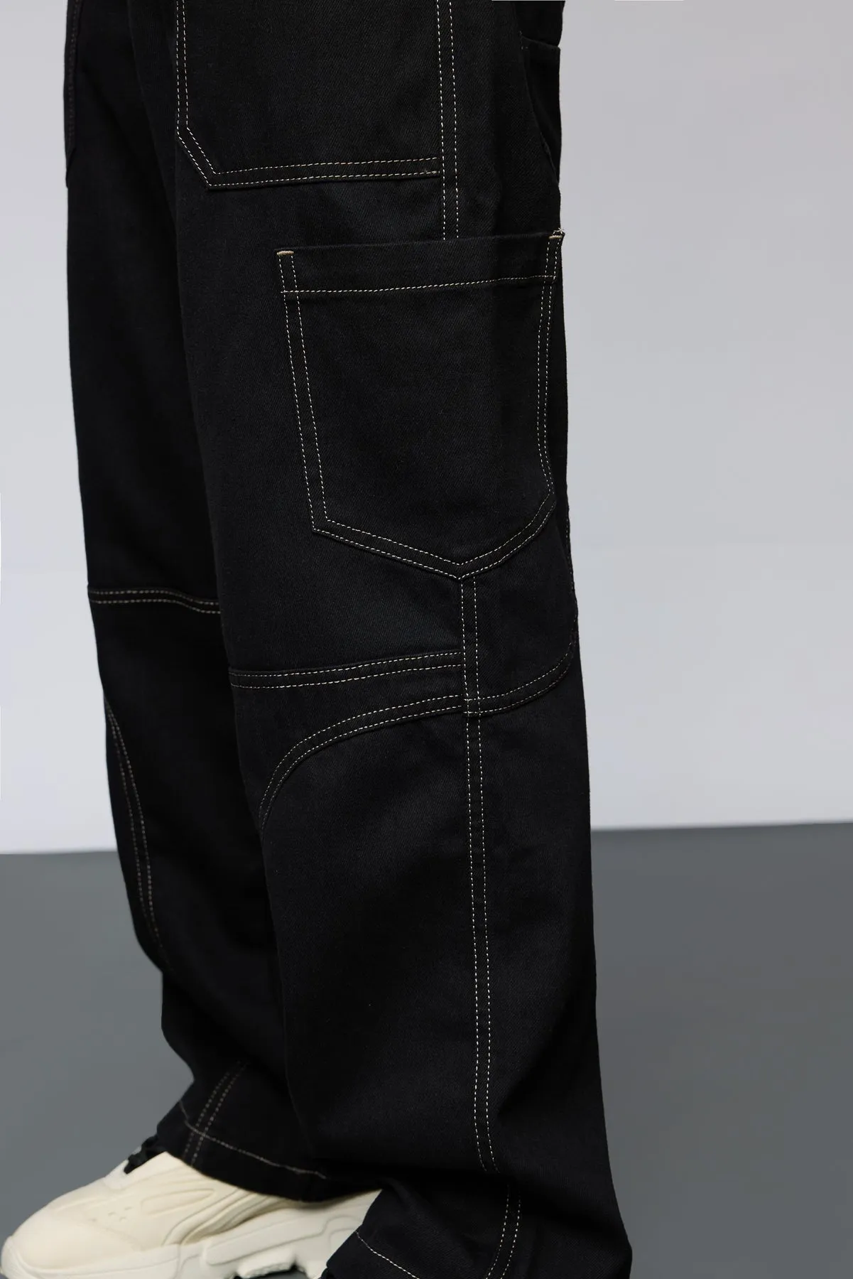 Stealth Stitch Black Men's Cargo Jeans