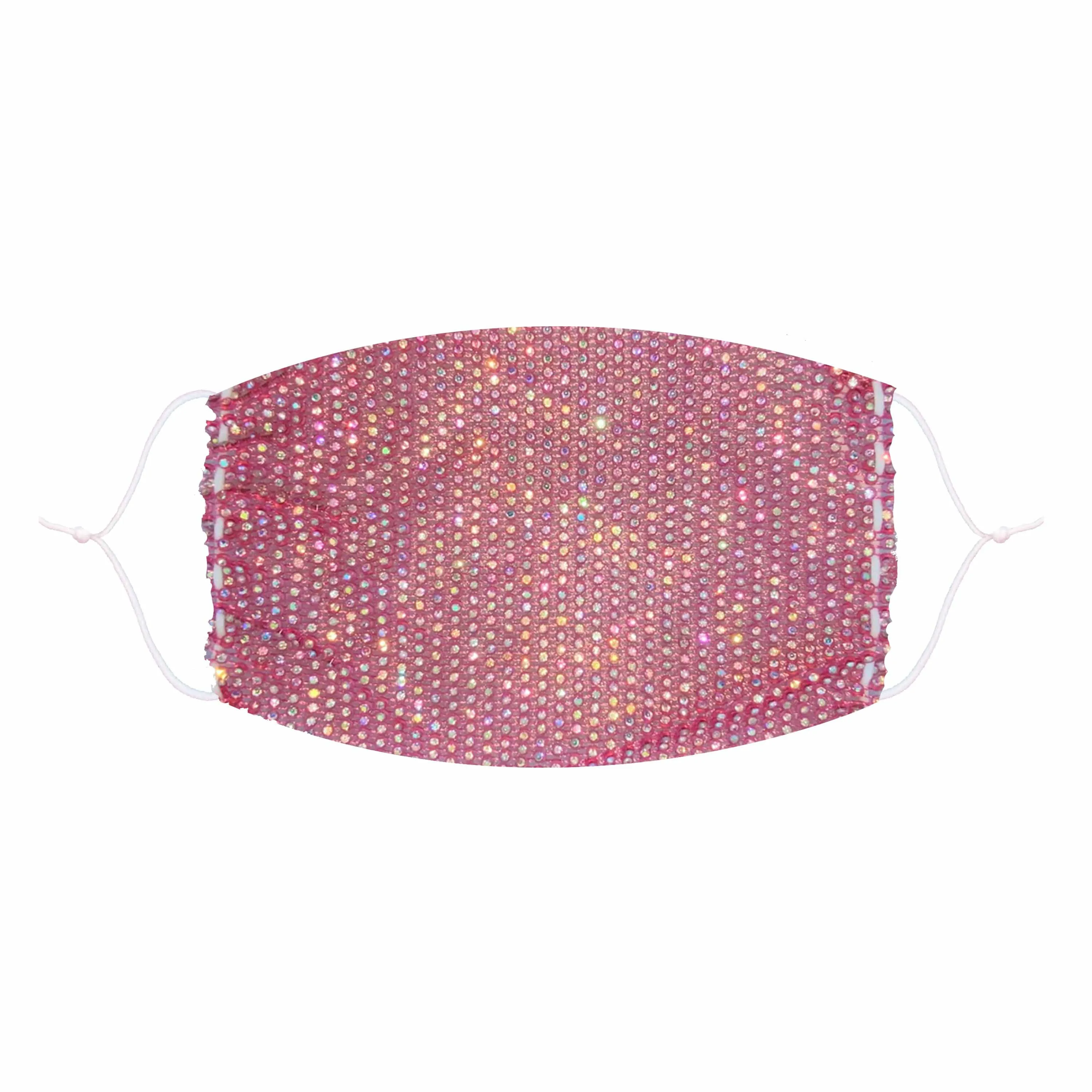 Stupid Love Salmon Pink Crystal Mesh Jewel Face Mask With Adjustable Loops