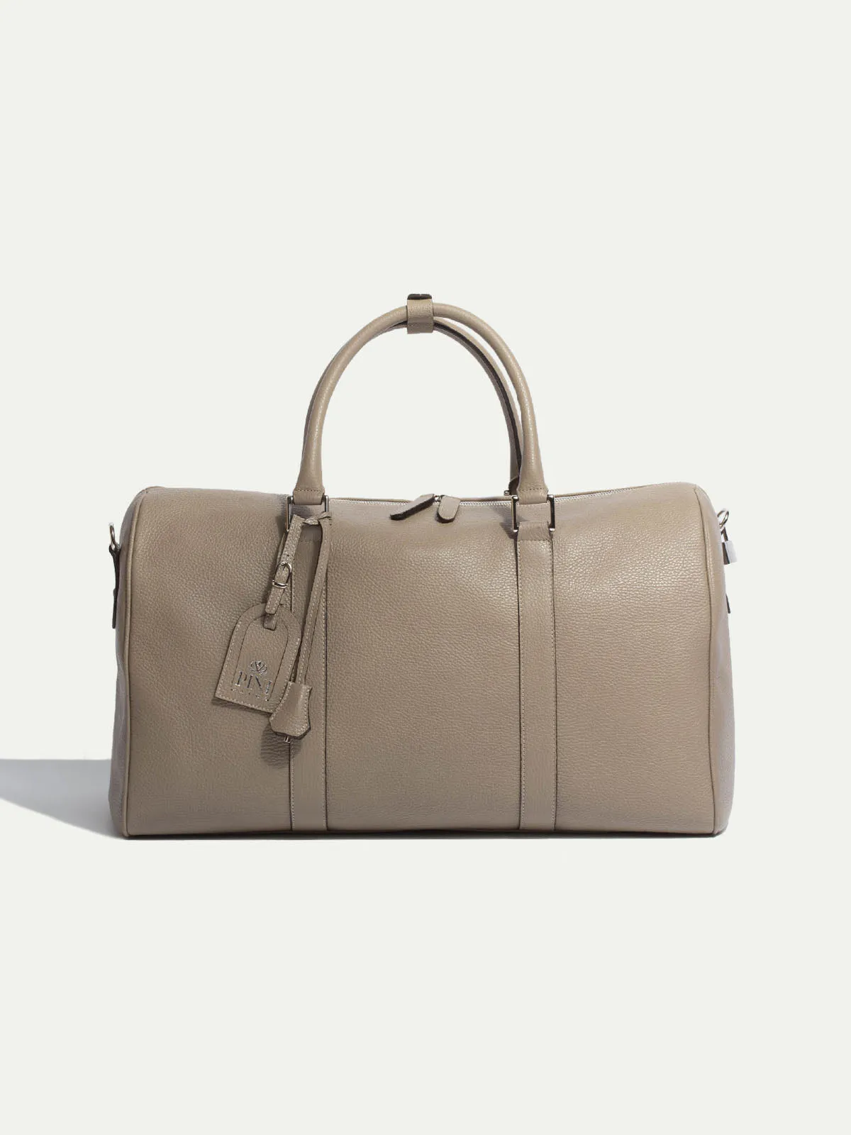 Taupe leather weekender bag - Made in Italy