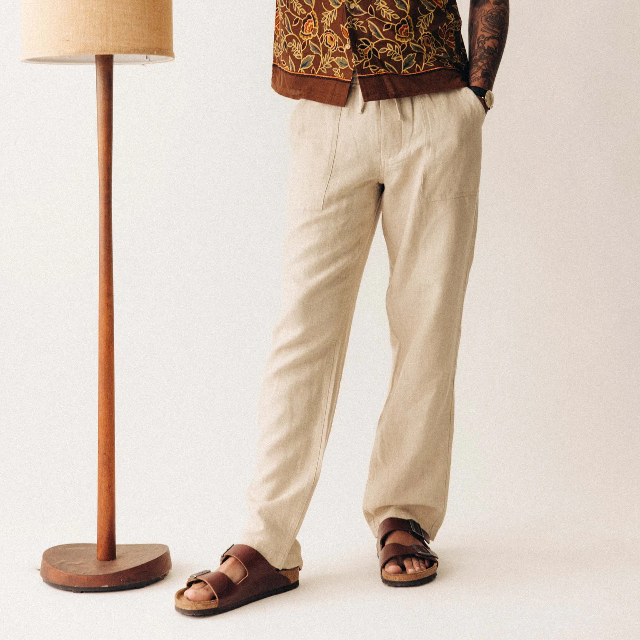 The Breakwater Pant in Natural Herringbone