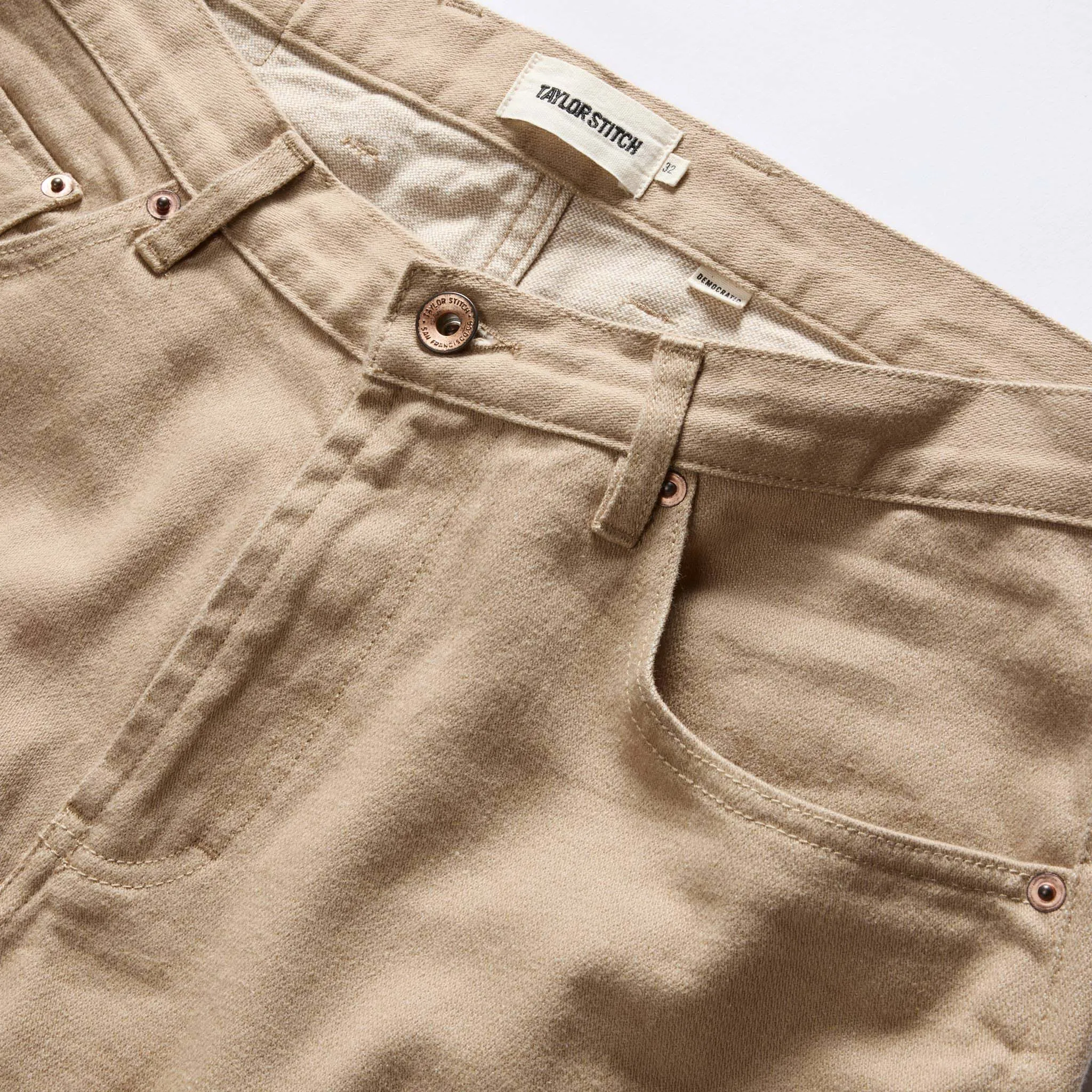 The Democratic All Day Pant in Light Khaki Broken Twill