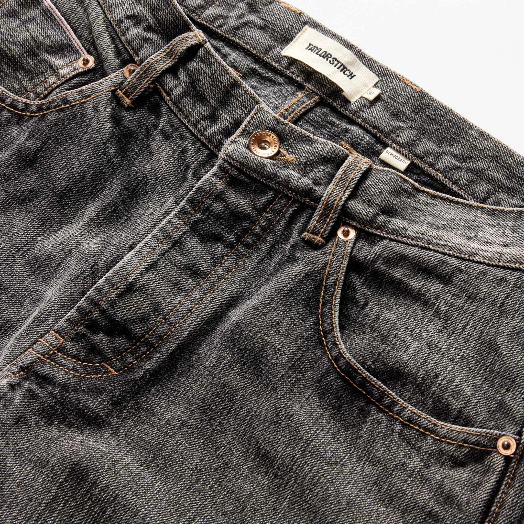 The Democratic Jean in Black 1-Year Wash Selvage Denim