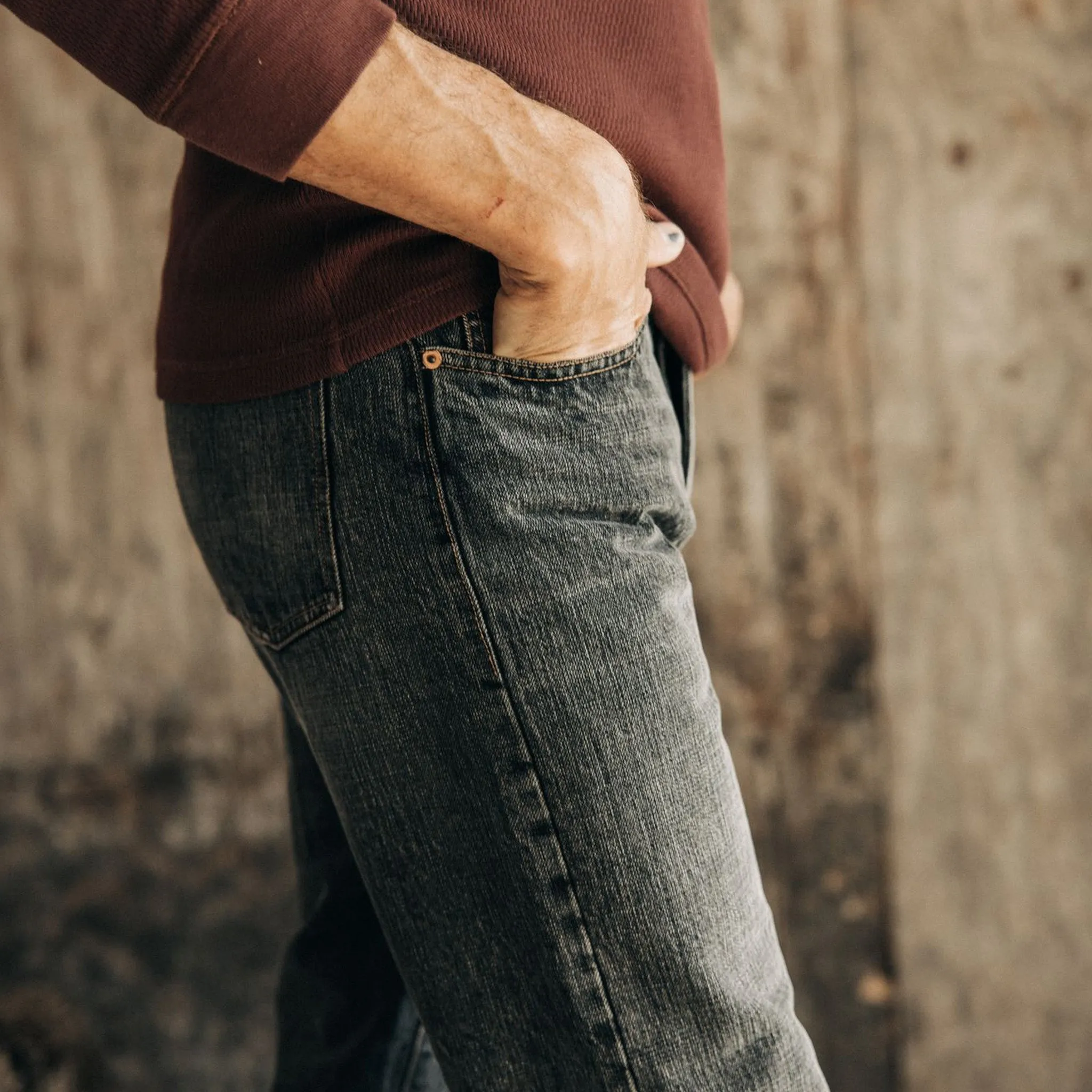 The Democratic Jean in Black 1-Year Wash Selvage Denim