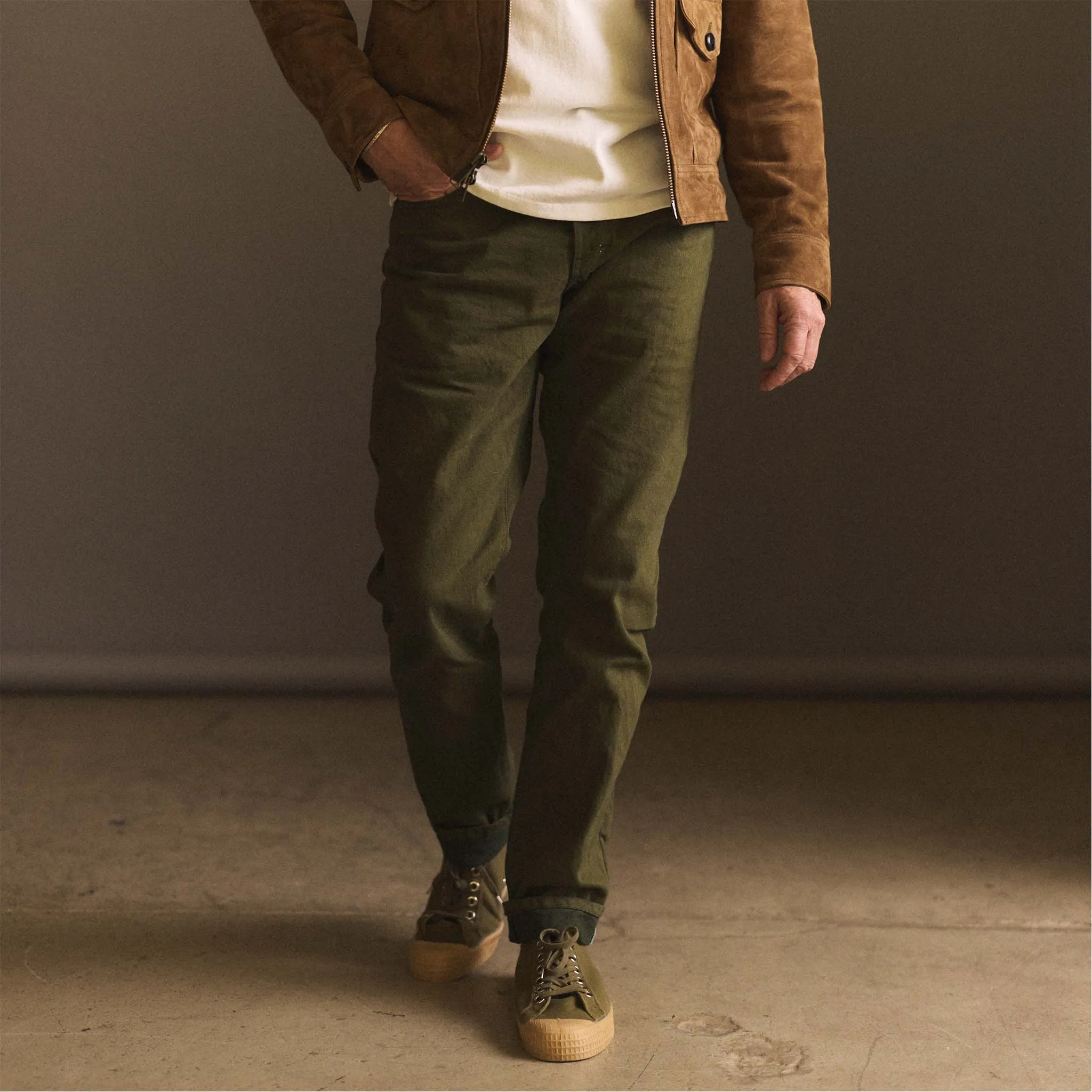 The Democratic Jean in Olive Nihon Menpu Selvage