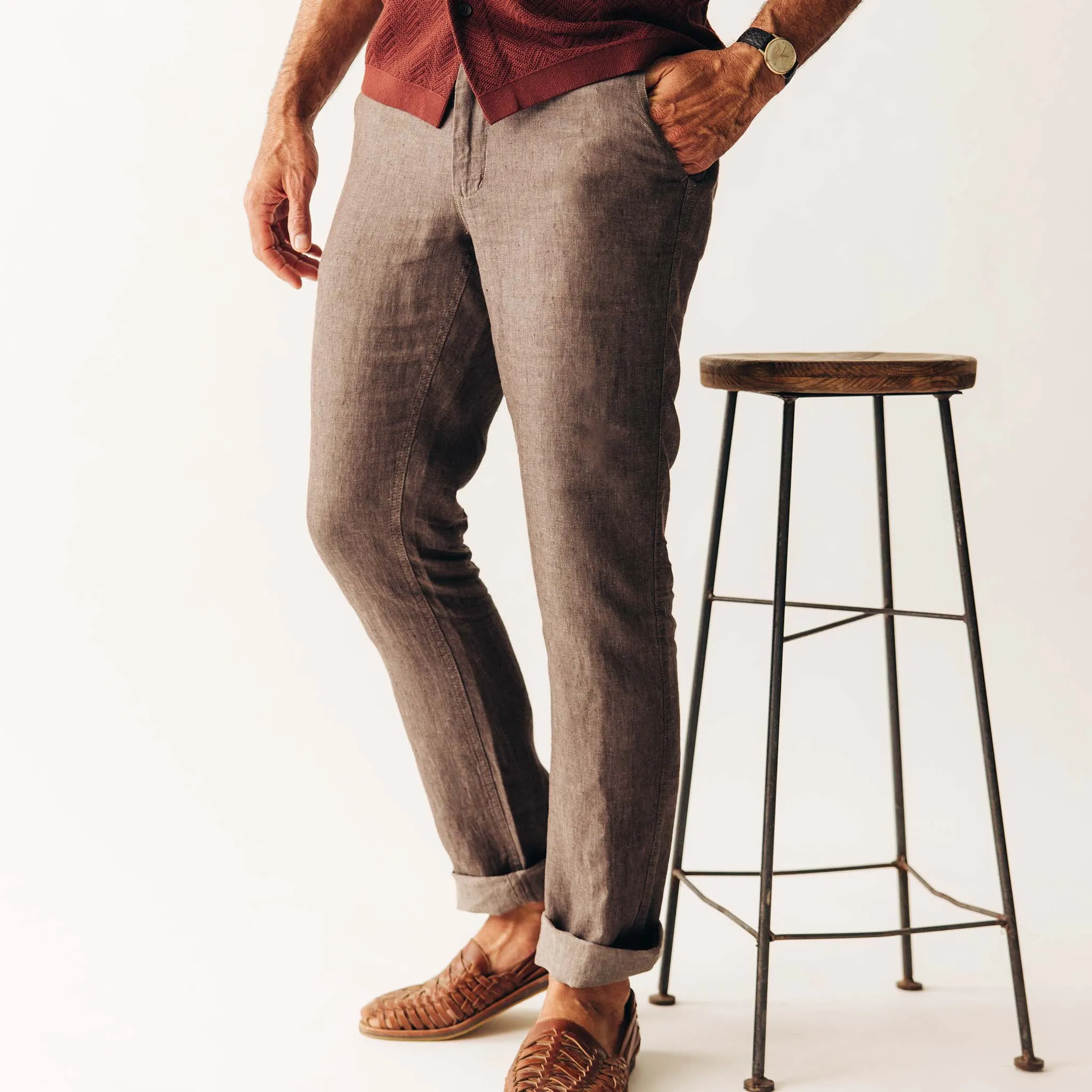 The Easy Pant in Cocoa Linen