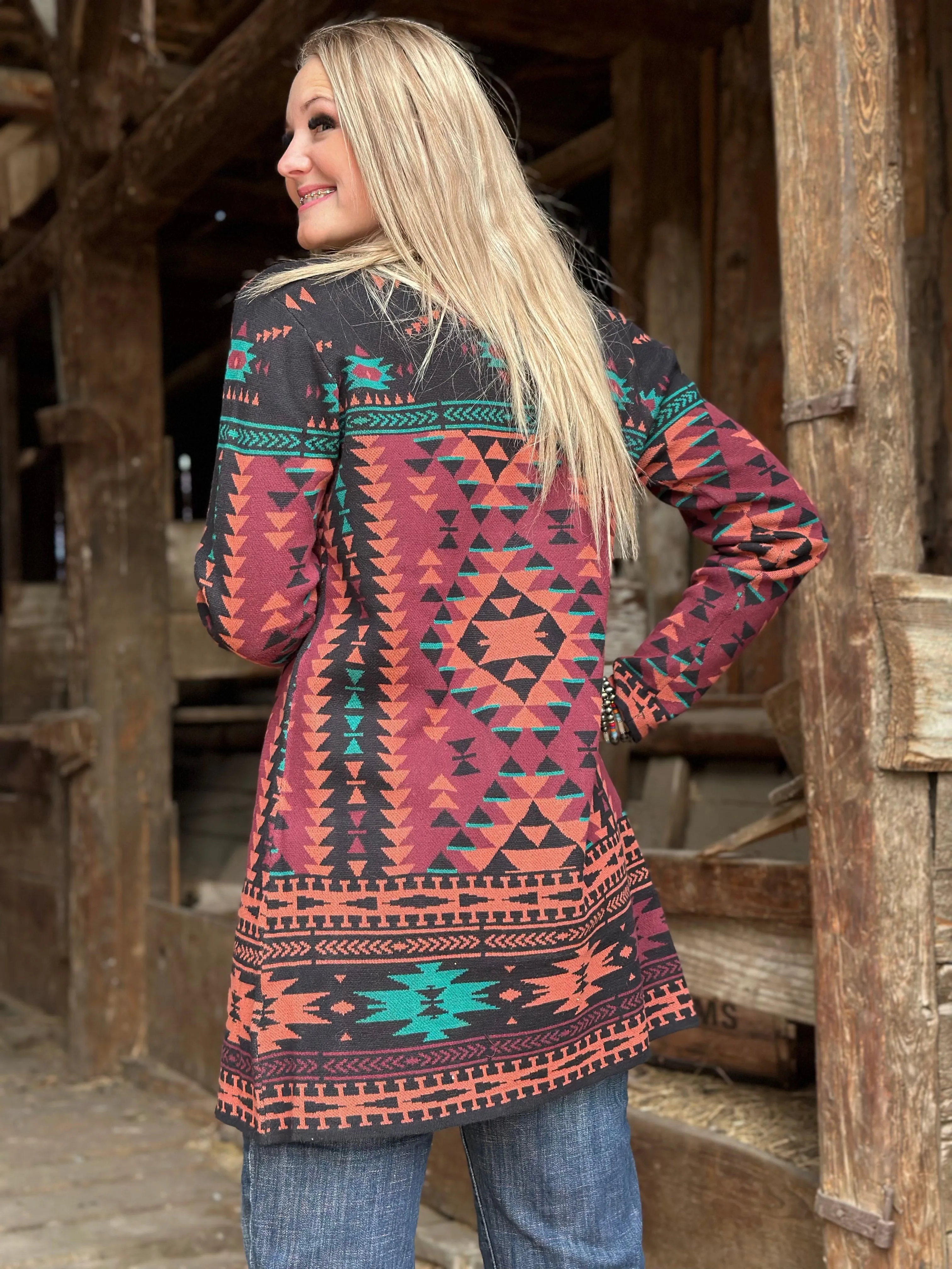 The Jackson Hole Aztec Concho Sweater Cardigan Small only