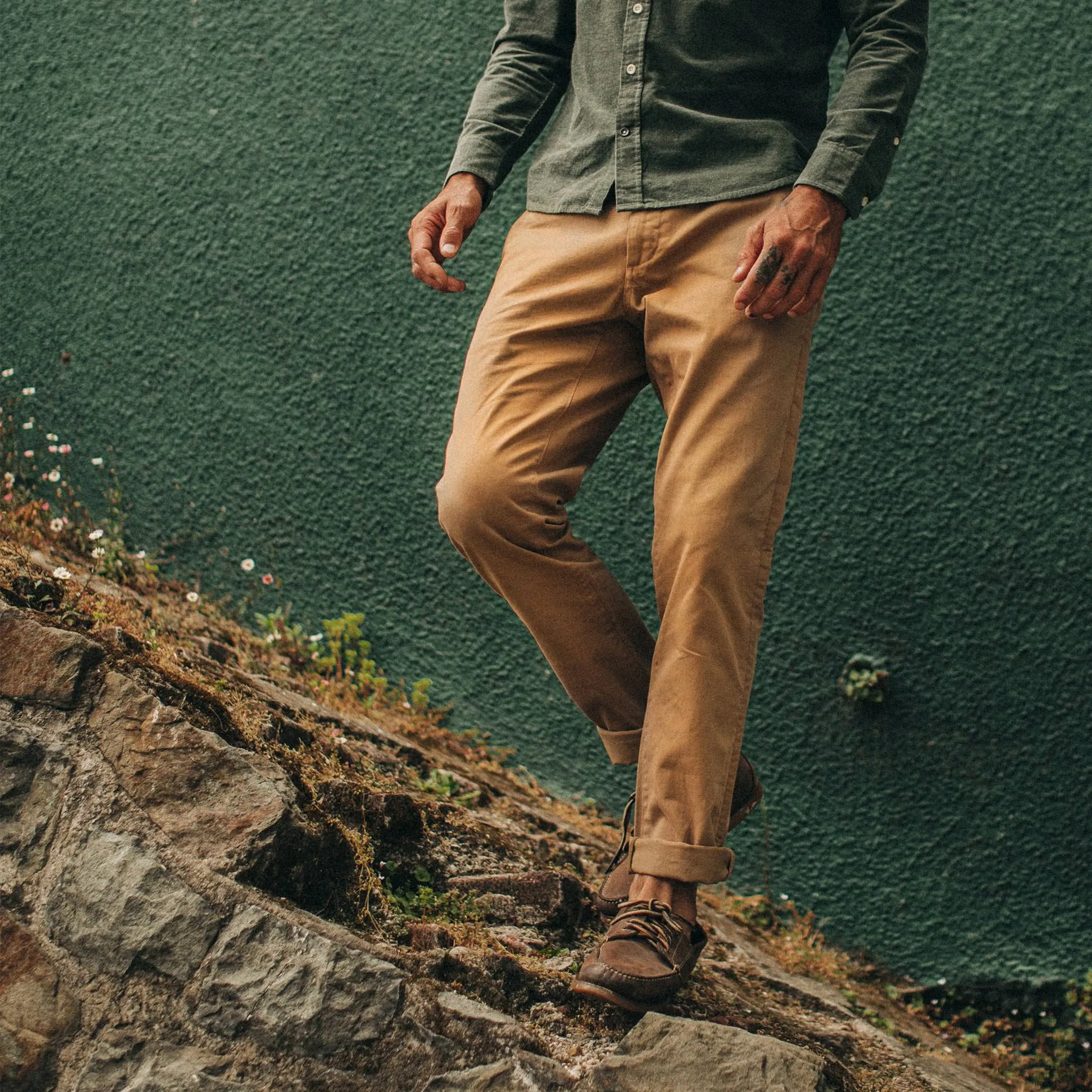 The Slim Foundation Pant in Organic British Khaki