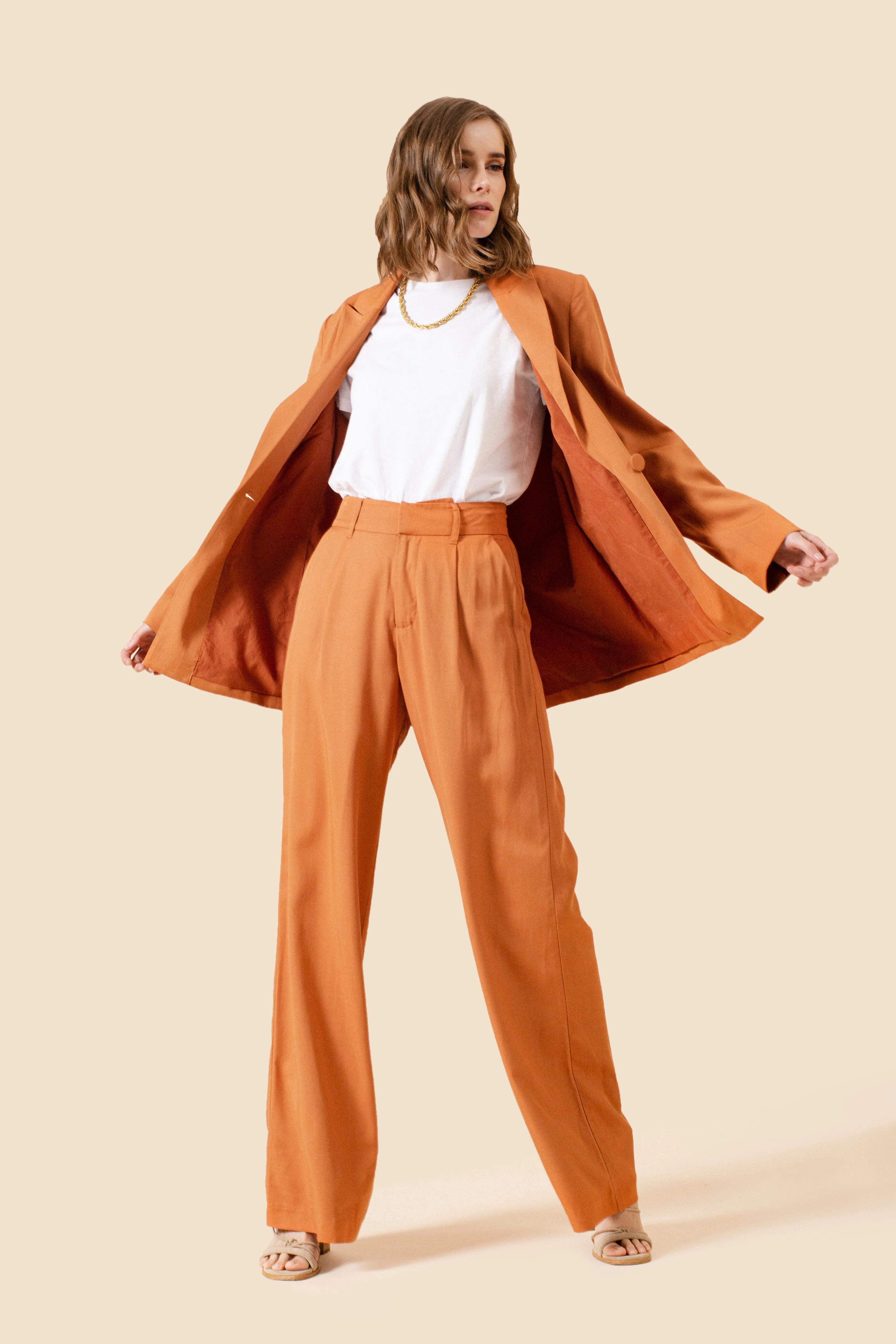 The Willow Wide Leg Pant - Rust