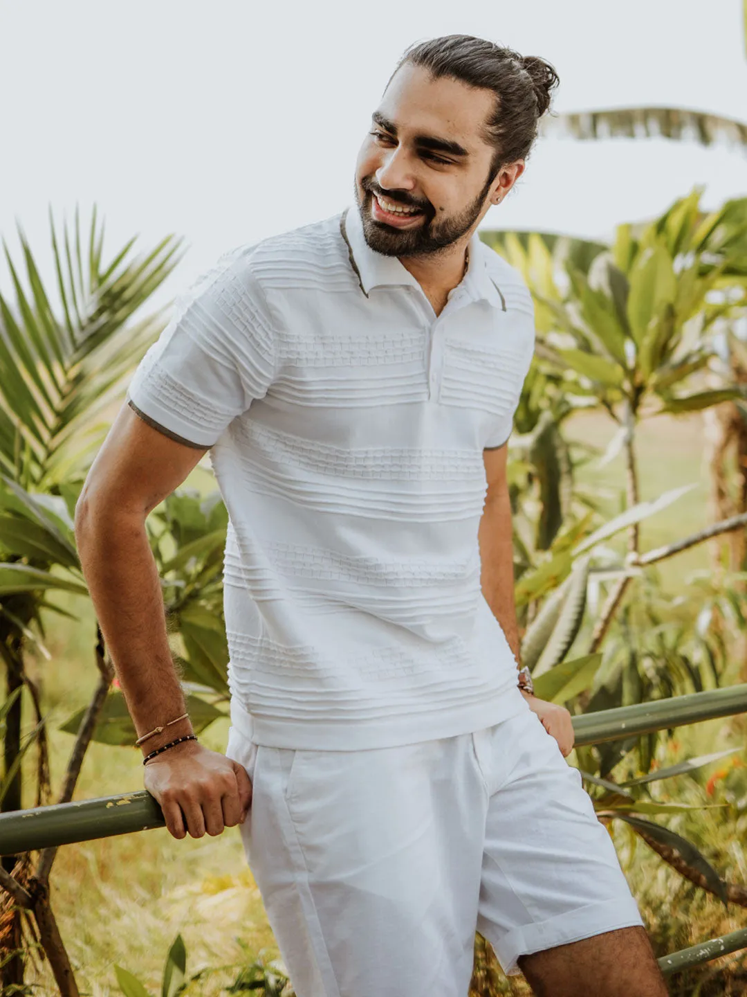 Tipping Collar Cotton White Polo - LineUp