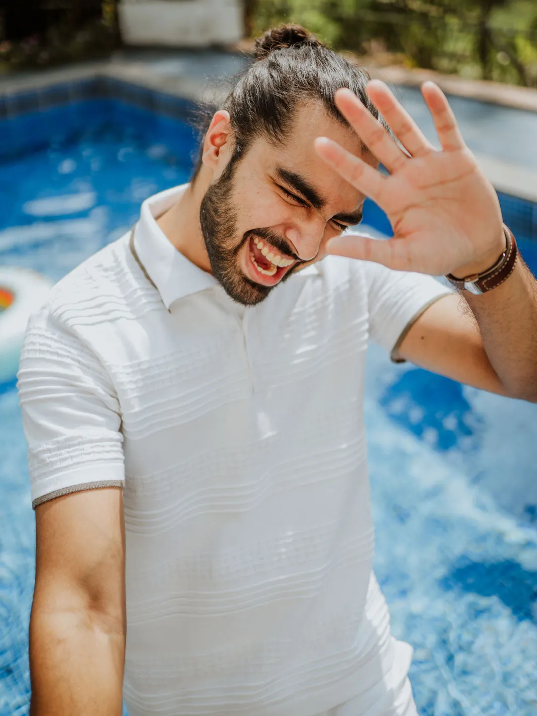 Tipping Collar Cotton White Polo - LineUp