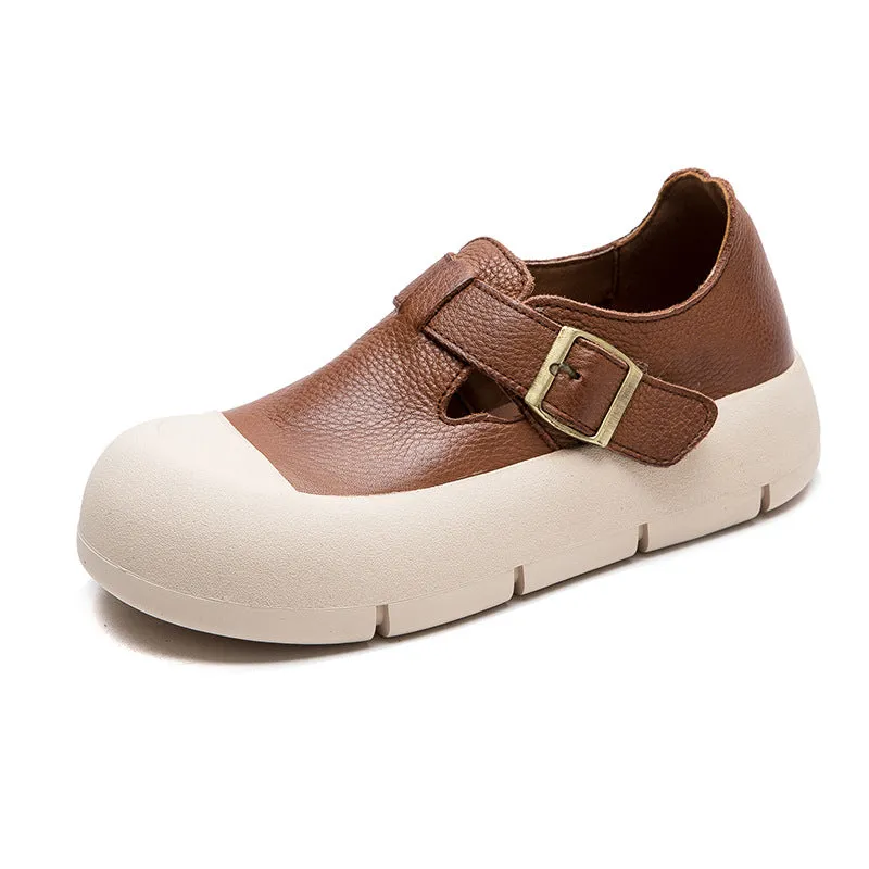 Women Minimalist Leather Velcro Flat Casual Shoes