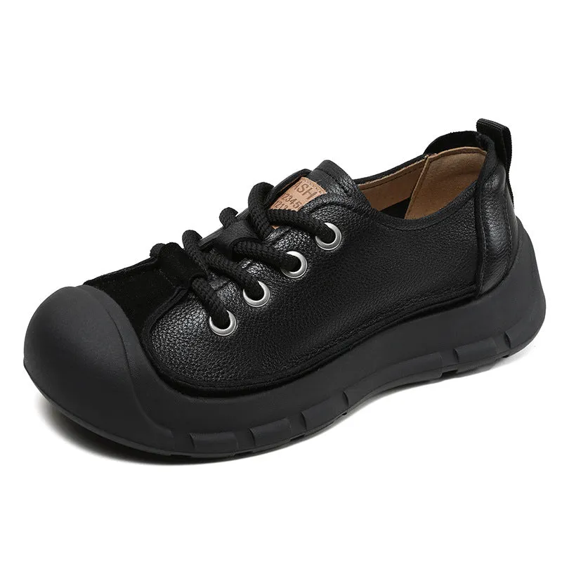 Women Retro Leather Soft Flat Casual Shoes