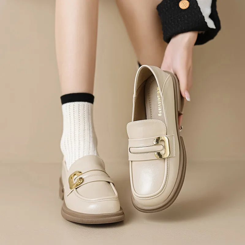 Women Retro Minimalist Soft Leather Casual Loafers