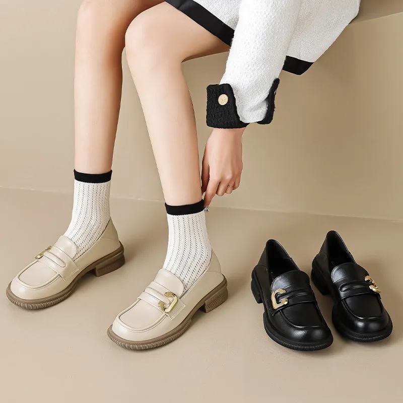 Women Retro Minimalist Soft Leather Casual Loafers