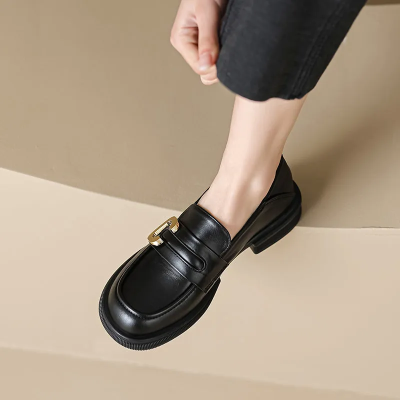 Women Retro Minimalist Soft Leather Casual Loafers