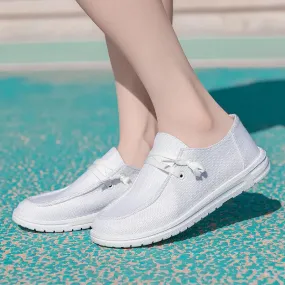 Women's Canvas Round Toe Slip On Closure Luxury Casual Shoes